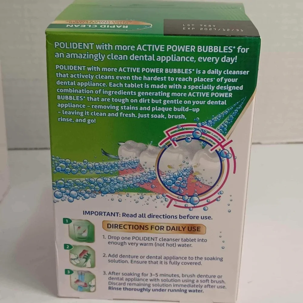 Polident Rapid Clean Antibacterial Dental Appliance Cleanser Tablets 196 Total*‎